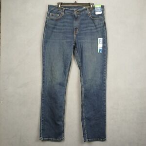 George Straight Jeans Mens 36x32 Blue Denim Cotton Stretch Dark Wash Mid Rise